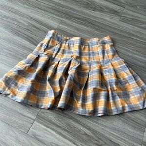Love Tree A-Line Plaid Skirt in Orange and Gray